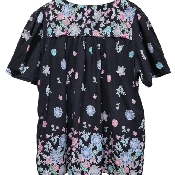 4X or 26/28 DREAMS CO. 100% Cotton Floral Short Sleeve Tunic - Picture 3 of 5